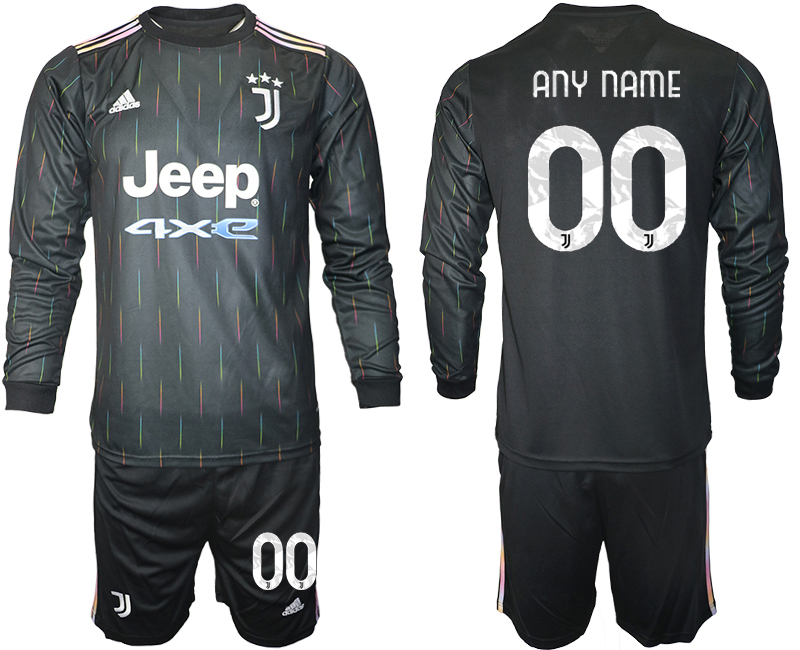 Men 2021-2022 Club Juventus away black Long Sleeve customized Soccer Jersey->customized soccer jersey->Custom Jersey